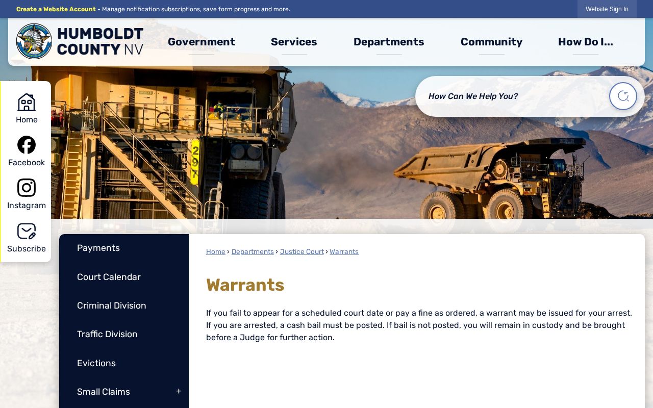 Official Humboldt County arrest warrant procedure page
